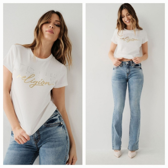 TRUE RELIGION‎ CRYSTAL LOGO TEE - Picture 1 of 2